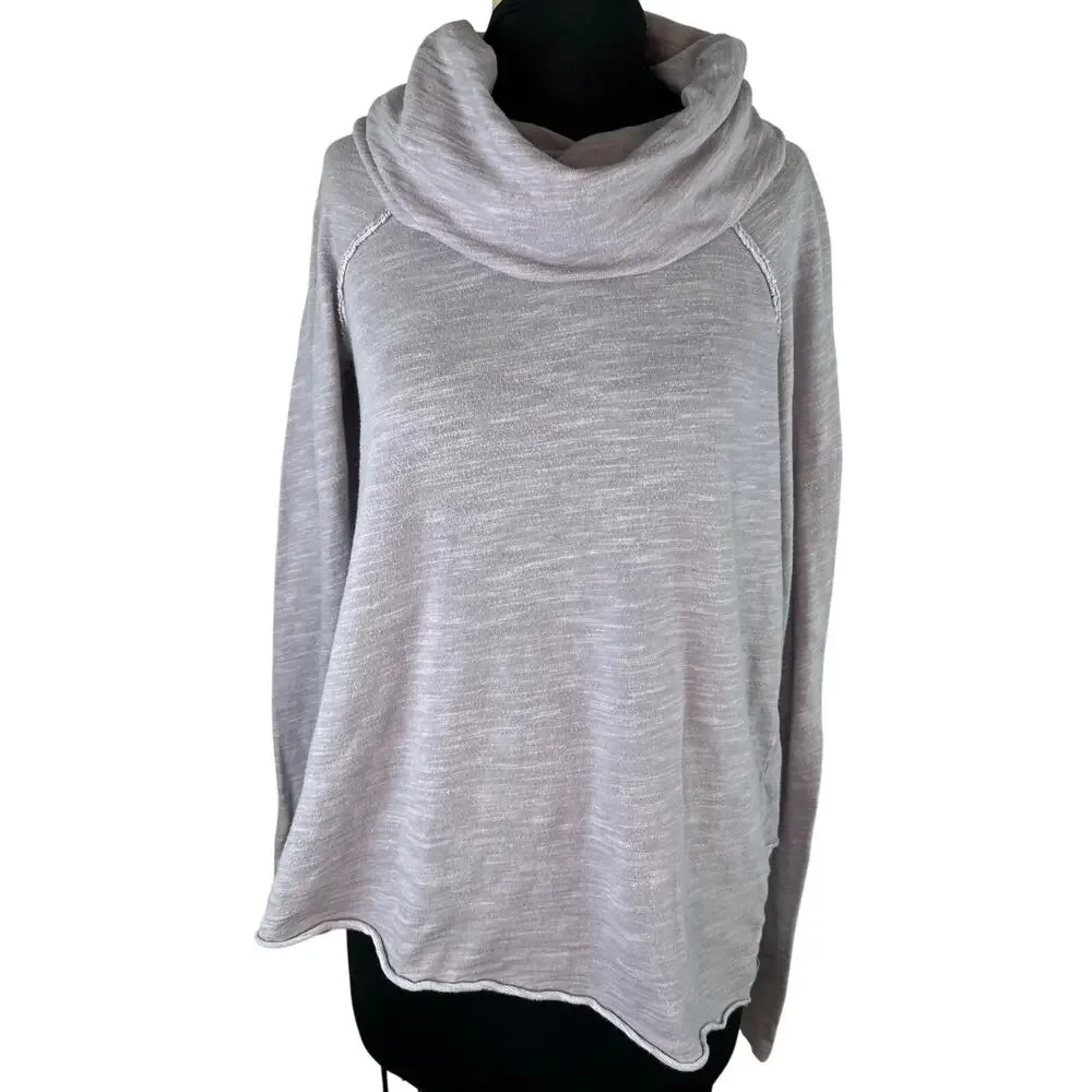 Free People Beach Pink Cocoon Cowl Neck Pullover Sweater Heathered Pink One Size